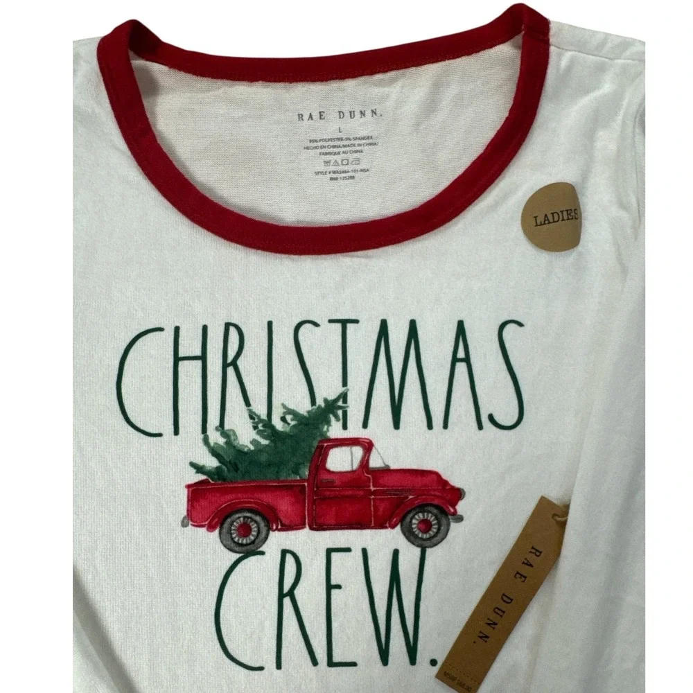 Rae Dunn Christmas Crew Red Truck Long‎ Sleeve Pajama Shirt Size Large NWT